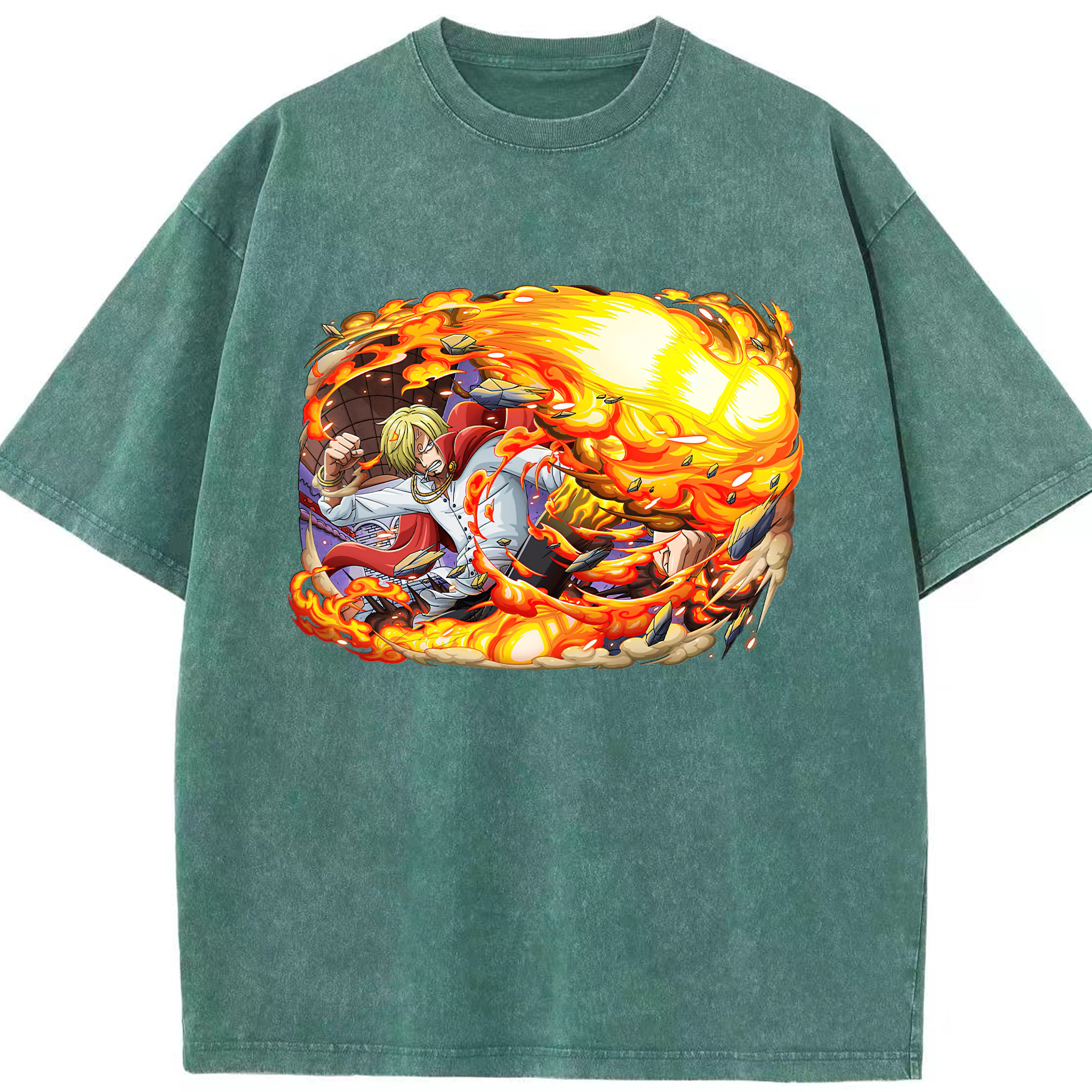 ワンピース サンジ ONE PIECE Sanji 綿100% ヴィンテージ風 半袖Tシャツ（フロントプリント）